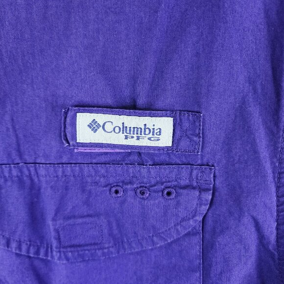 Mens Purple Columbia PFG Fishing Shirt Button Down Short Sleeve Size L - Picture 5 of 13